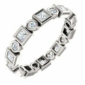 Diamond Princess & Round Cut Band in 14k White Gold — 1.00ctw