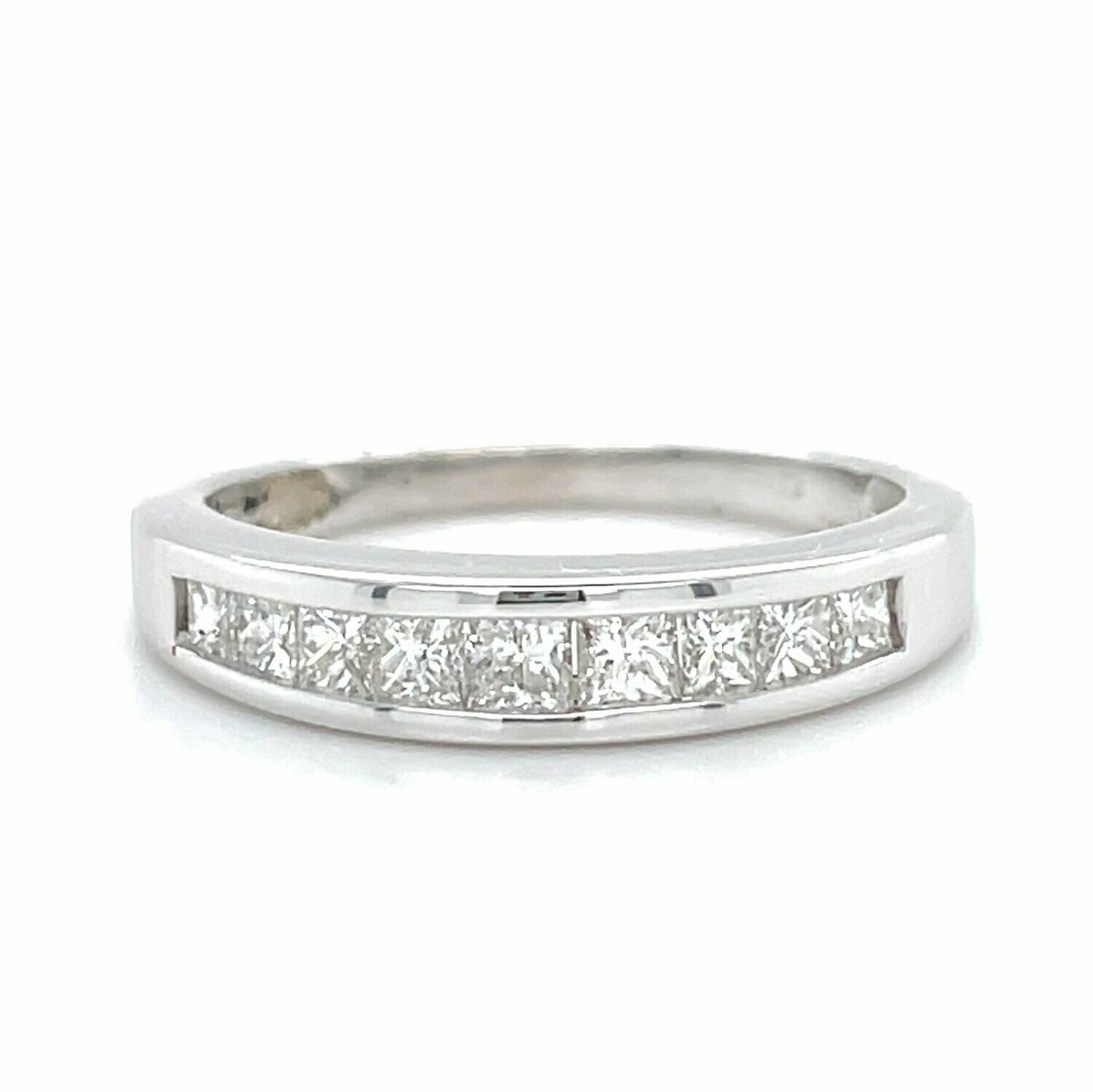 Diamond Princess Cut Channel Set Band in 14k White Gold — 0.50cts