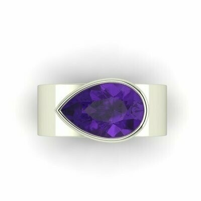 Amethyst Ring in 14k White Gold — CAD AAA