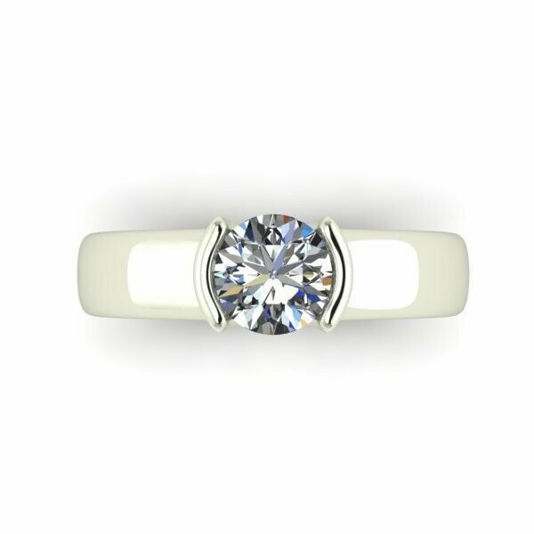 Diamond Solitaire Partial Bezel Ring — 1.00ct