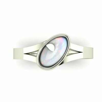Platinum Bezel Set Oval Opal Gemstone Ring