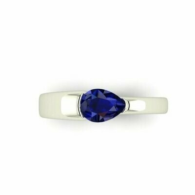 Purple Sapphire Ring in 14k White Gold — CAD