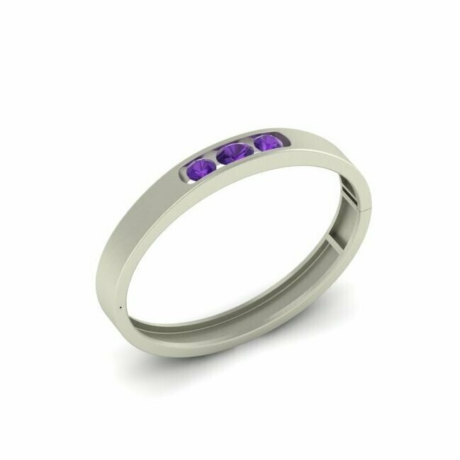 Amethyst Cuff Bracelet in 14k White Gold