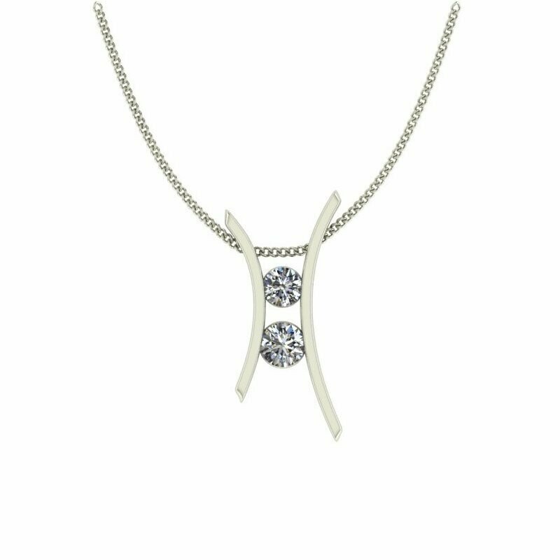 Round Diamond Pendant in 14k White Gold — 0.75ctw