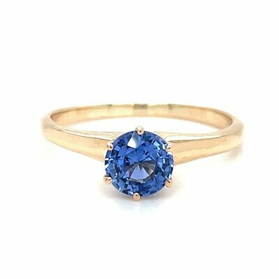 Blue Sapphire Solitaire in 14k Yellow Gold — 0.83ct