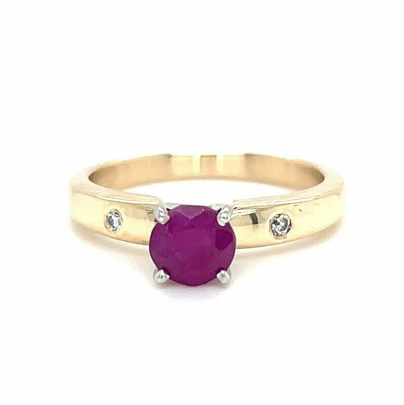 Ruby & Diamond in 14k White & Yellow Gold  Ring