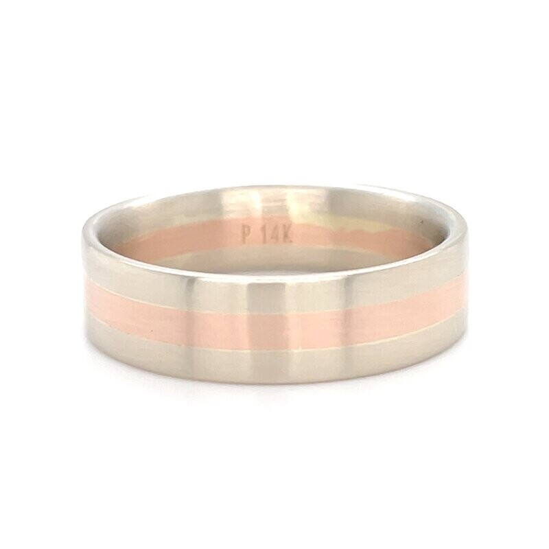 14k White & Rose Gold Comfort Fit Band — 6MM