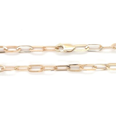 Ezio Handmade Elongated Cable Link Chain in 14k Yellow Gold — 20”