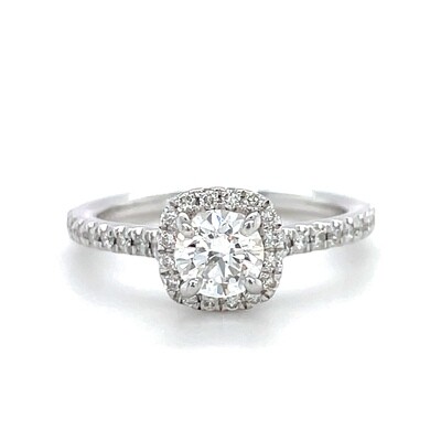 Diamond Halo Engagement Ring in 14k White Gold — 0.72ctw