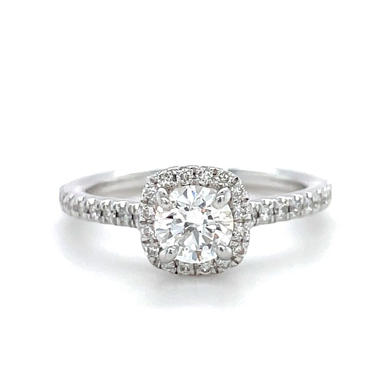 Diamond Halo Engagement Ring in 14k White Gold — 0.72ctw