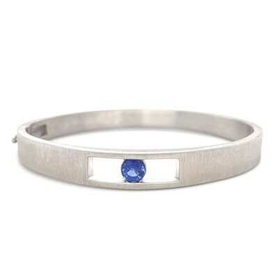 Blue Sapphire Split Bar Bracelet in 14k White Gold — 0.66ct