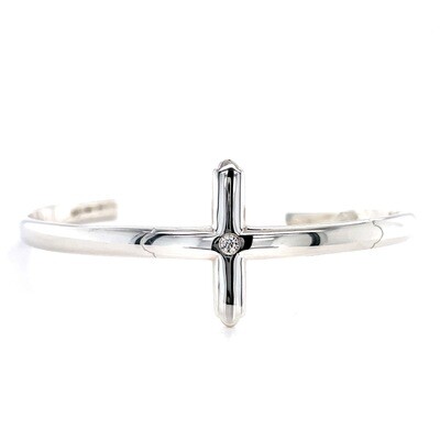 Diamond Cross Bracelet in Silver