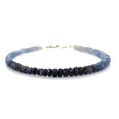 Shades of Blue Sapphire Bead Bracelet on Silver