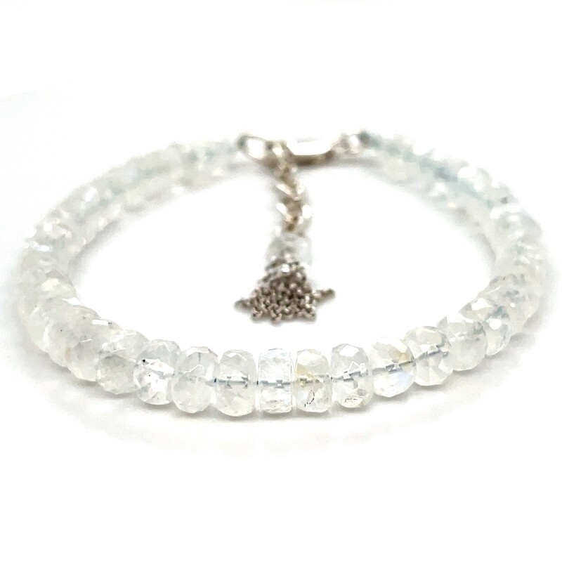 Moonstone Bead Bracelet on Silver