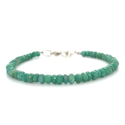 Emerald Bead Bracelet on Silver