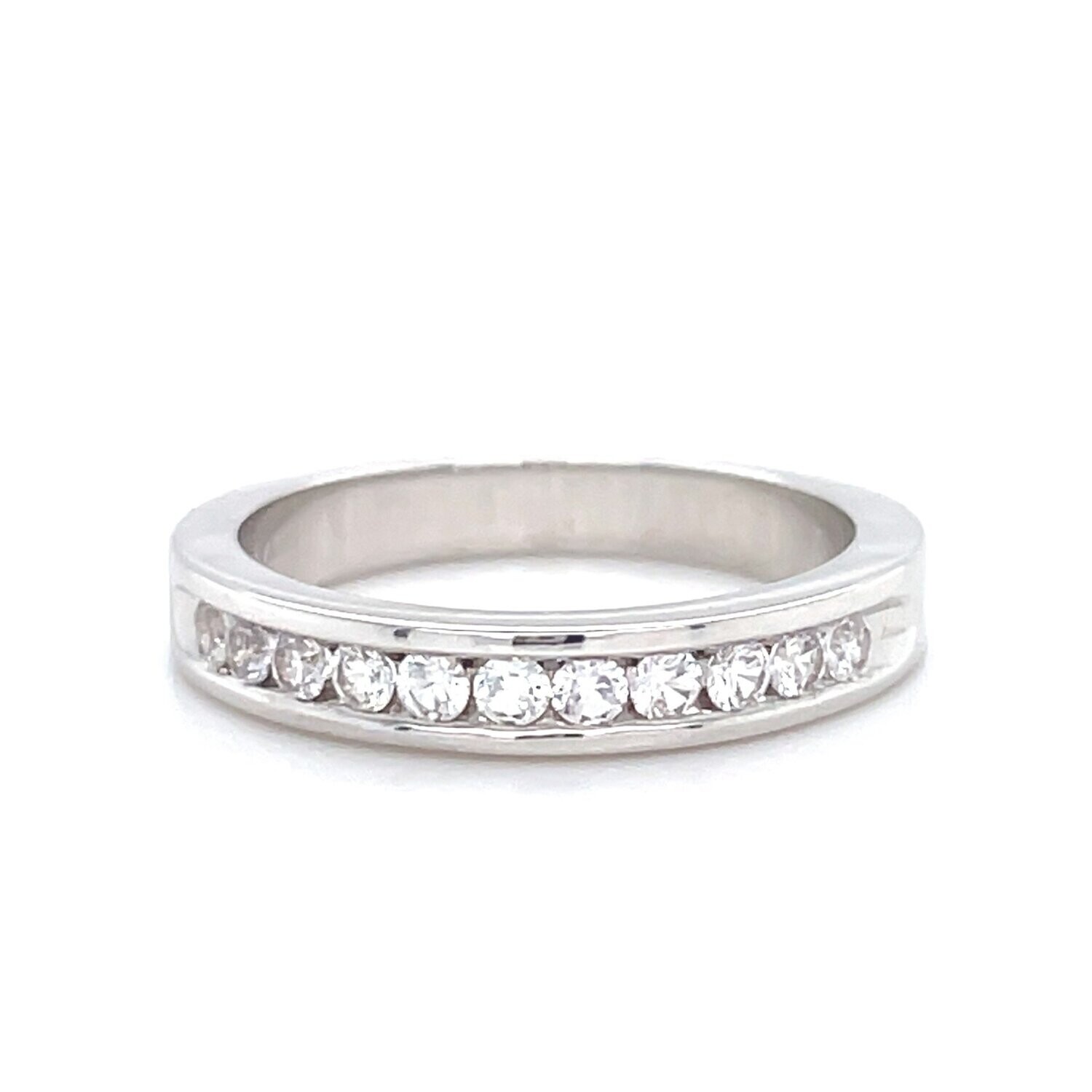 White Sapphire Channel-Set Band in 14k White Gold