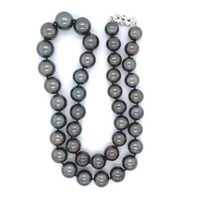 Cultured South Sea Graduated Black Pearls — 14k White Gold Clasp
