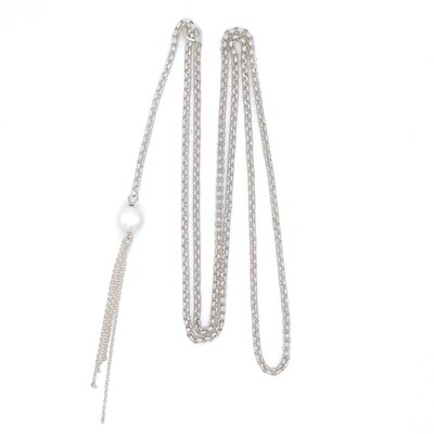 Pearl Lariat in Silver