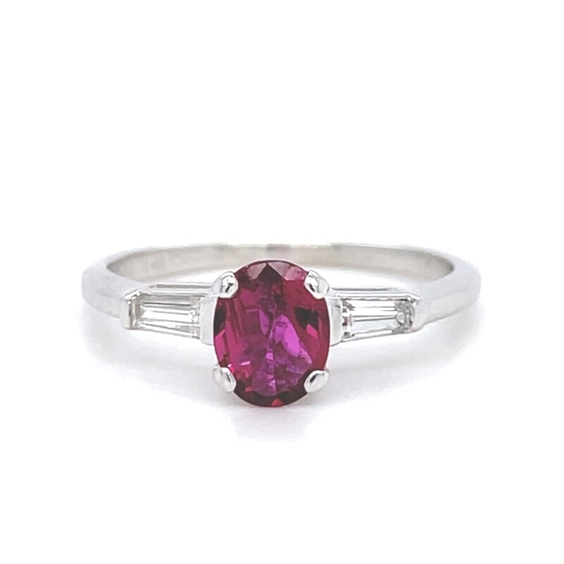 Oval Ruby & Diamond Ring in 14k White Gold