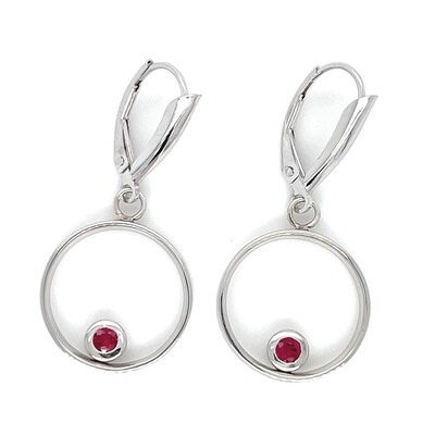 Ruby Hoop Earrings in Platinum & 14k White Gold