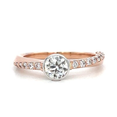 Diamond Ring in Rose & White Gold — 0.70ctw