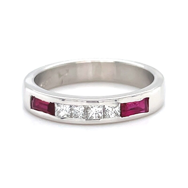 Ruby & Diamond Band in Platinum