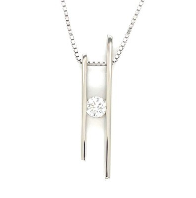 Diamond Split Bar Necklace in 14k White Gold — 0.35ct