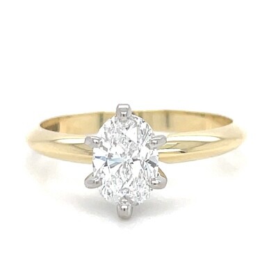 Oval Diamond Ring in 18k Yellow Gold & Platinum — 1.00ct
