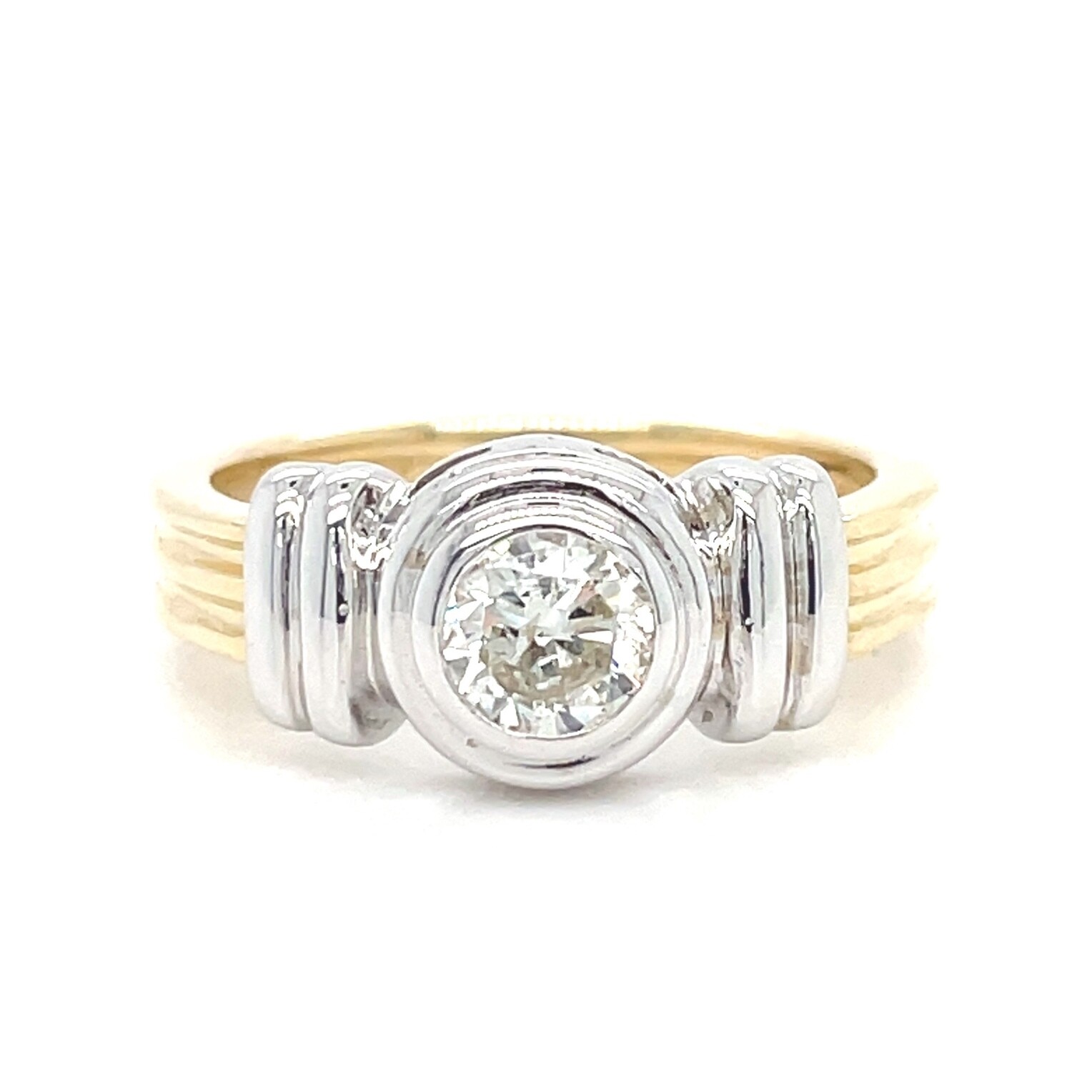 Diamond Bezel-Set Ring in 14k White & Yellow Gold — 0.46ctw