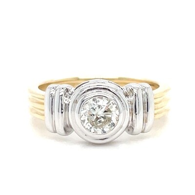 Diamond Bezel-Set Ring in 14k White & Yellow Gold — 0.46ctw
