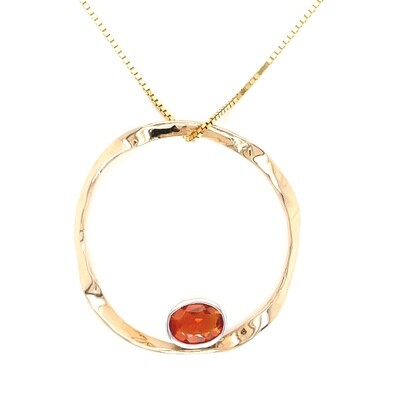 Mexican Fire Opal Friendship Necklace in 14k Yellow & White Gold