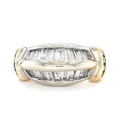 Diamond Baguette Ring in Yellow & White Gold — 1.40ctw