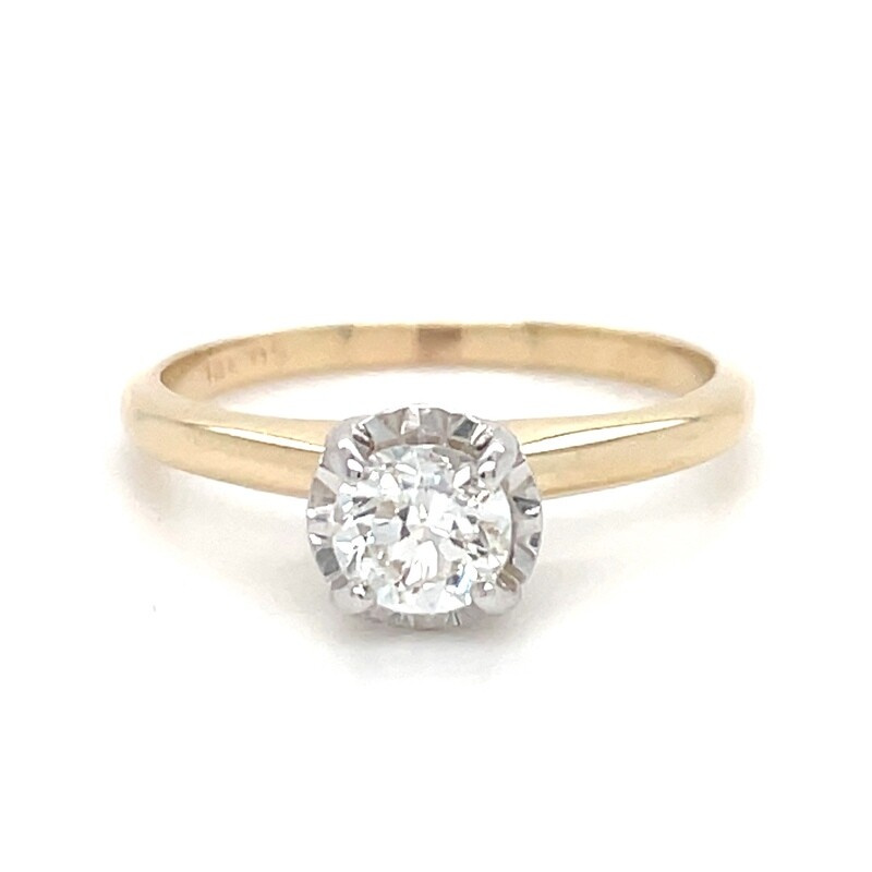 Diamond Solitaire Ring 14k White & Yellow Gold — 0.36ct