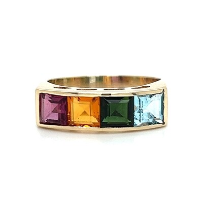 Multicolor Gemstone Ring in 14k Yellow Gold