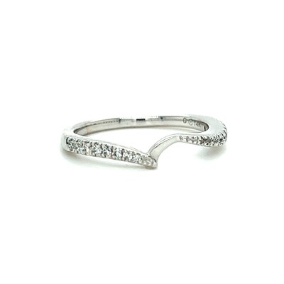 Diamond Curved Wedding Band in 14k White Gold — 0.13ctw