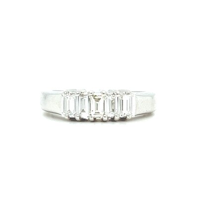 Baguette Diamond Ring in 14k White Gold — VS1 0.90ctw