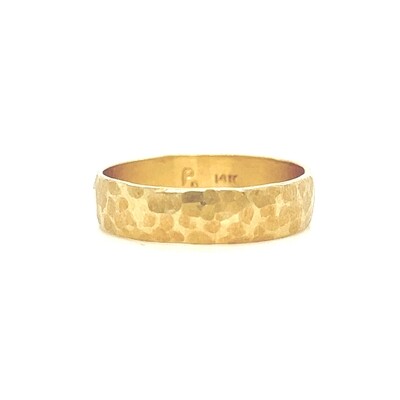 Matte Hammered Band in 14k Yellow Gold