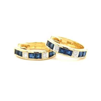 Sapphire & Diamond Earrings in 18k Yellow Gold