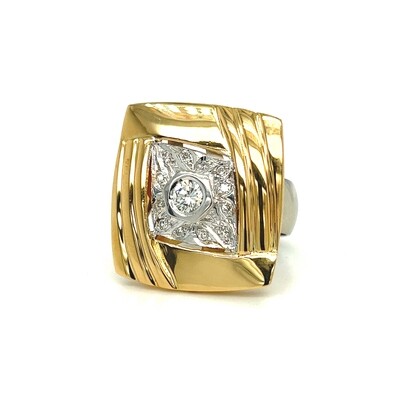 Diamond Cluster Ring in 18k Yellow Gold & 14k White Gold — 0.34ctw