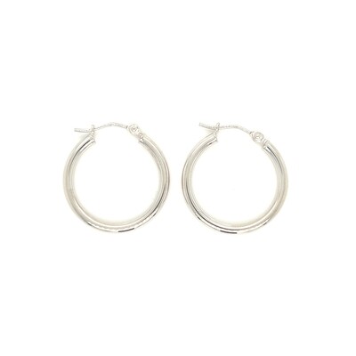 14k White Gold Hoop Earrings - 20MM