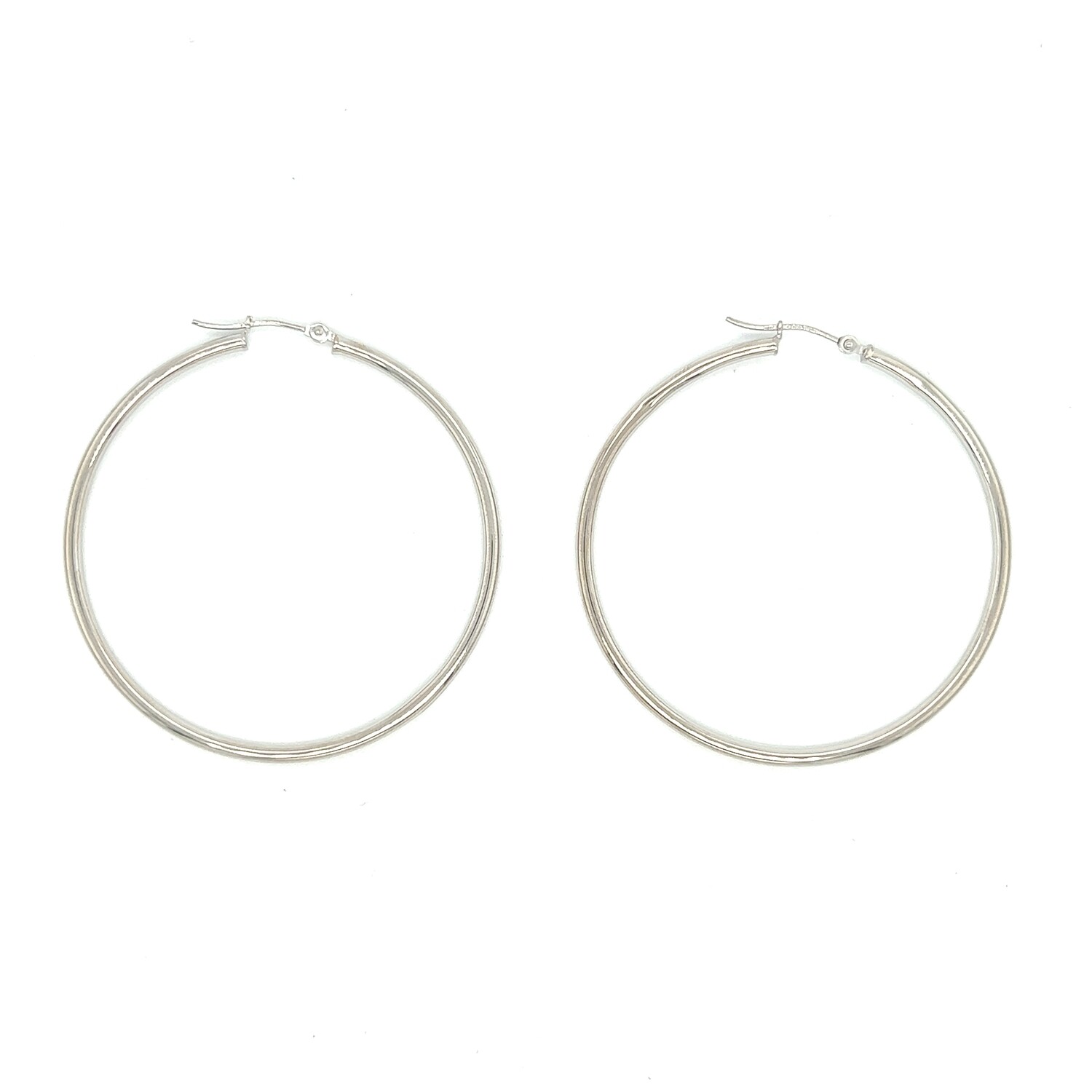 14k White Gold Hoop Earrings - 47MM