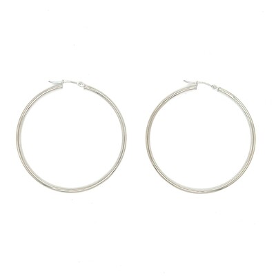 14k White Gold Hoop Earrings - 47MM