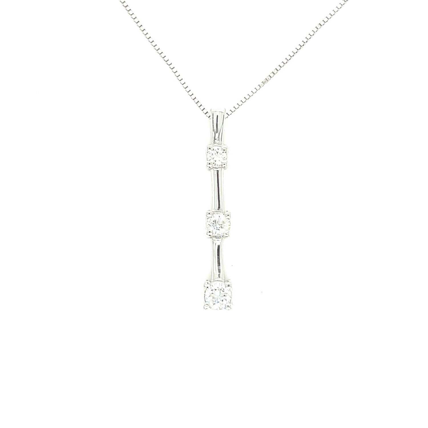 Three-Stone Diamond Necklace in 14k White Gold