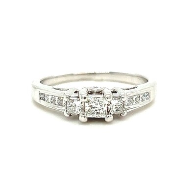 Three-Stone Princess Diamond Ring in 14k White Gold — 0.43ctw
