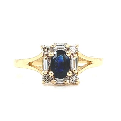 Sapphire & Diamond Ring in 14k Yellow Gold