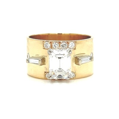 Emerald-Cut Diamond Ring in 14k Yellow & White Gold — VS1 2.16ctw