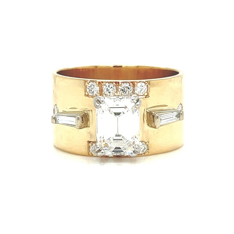 Emerald-Cut Diamond Ring in 14k Yellow & White Gold — VS1 2.16ctw