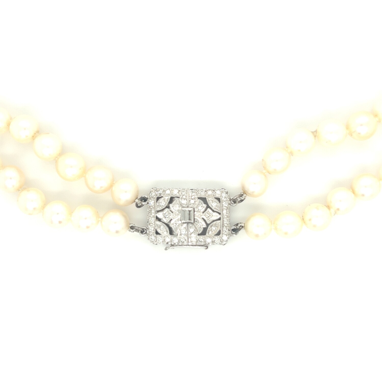 Pearl & Diamond Necklace in 14k White Gold
