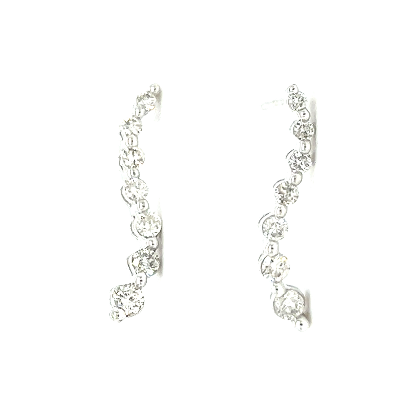 Diamond Wave Earrings in 14k White Gold
