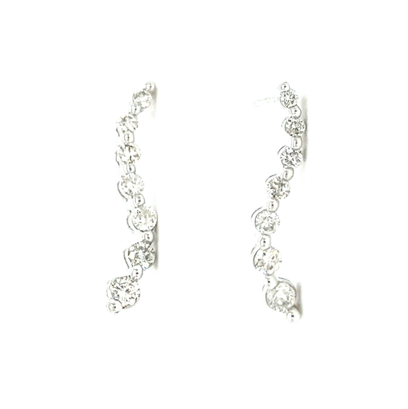 Diamond Wave Earrings in 14k White Gold